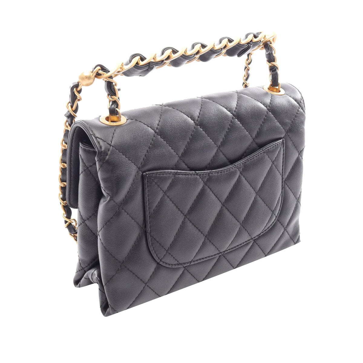 Chanel Small Quilted Lambskin Chain Infinity Flap — Black