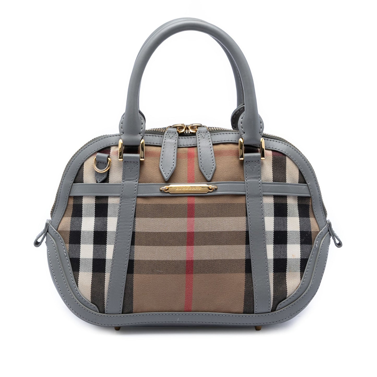 Burberry Small Leather Trimmed House Check Canvas Bridle Orchard Satchel