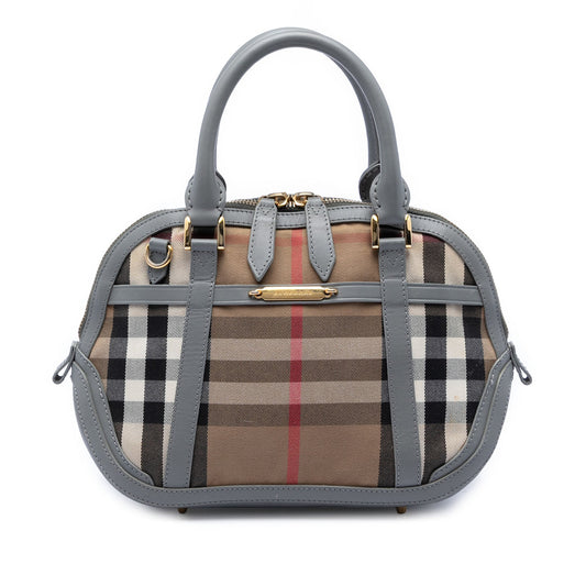 Burberry Small Leather Trimmed House Check Canvas Bridle Orchard Satchel