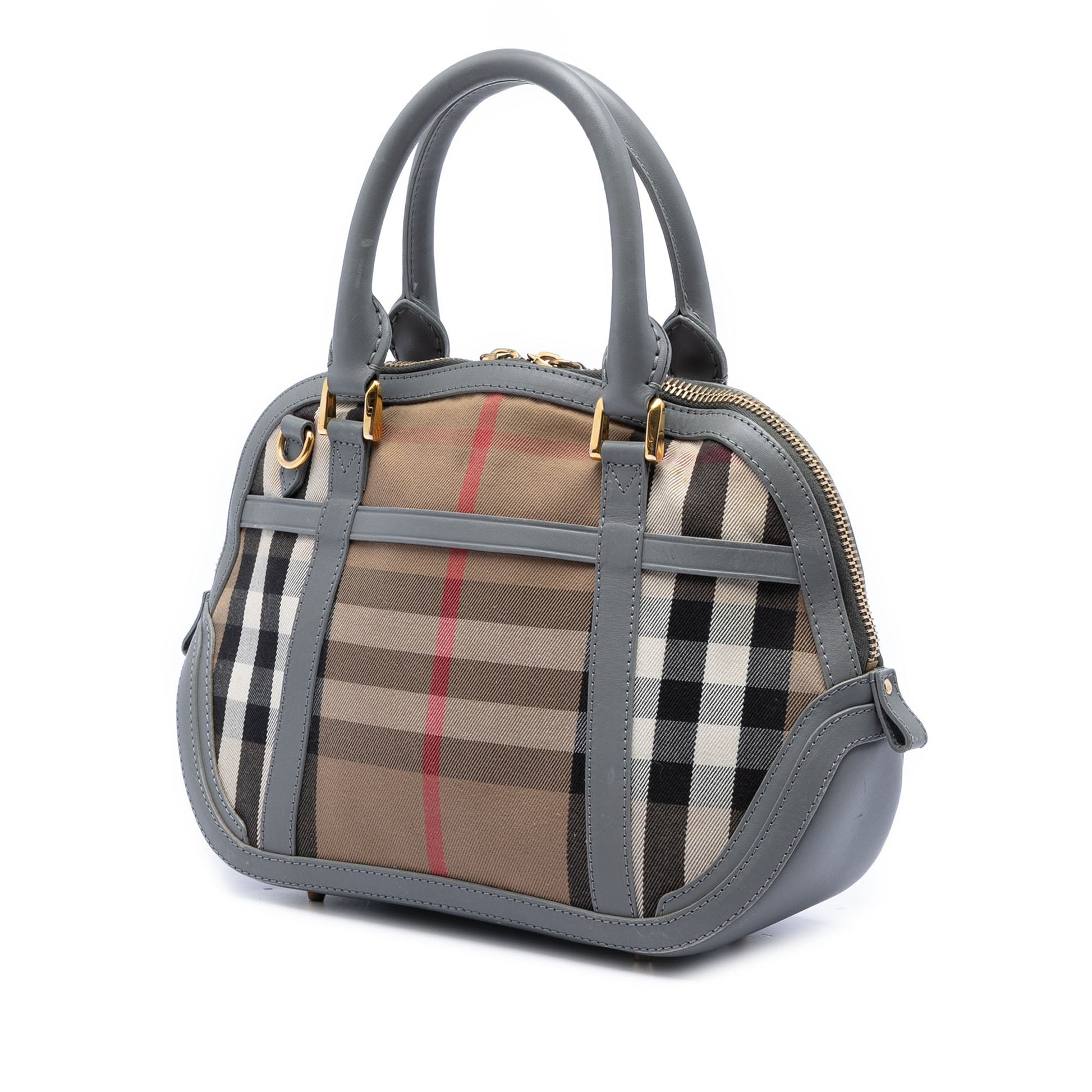 Burberry Small Leather Trimmed House Check Canvas Bridle Orchard Satchel