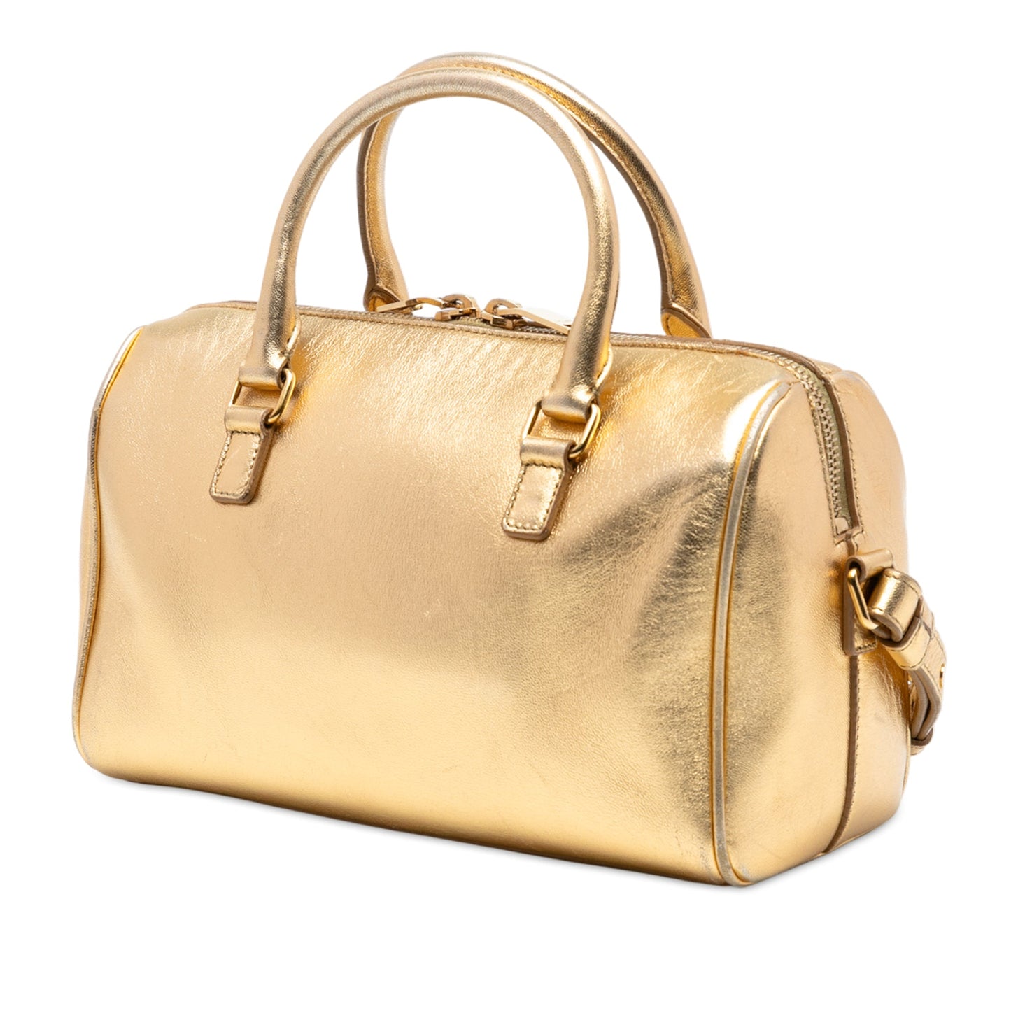 Saint Laurent Baby Metallic Leather Classic Duffle Satchel