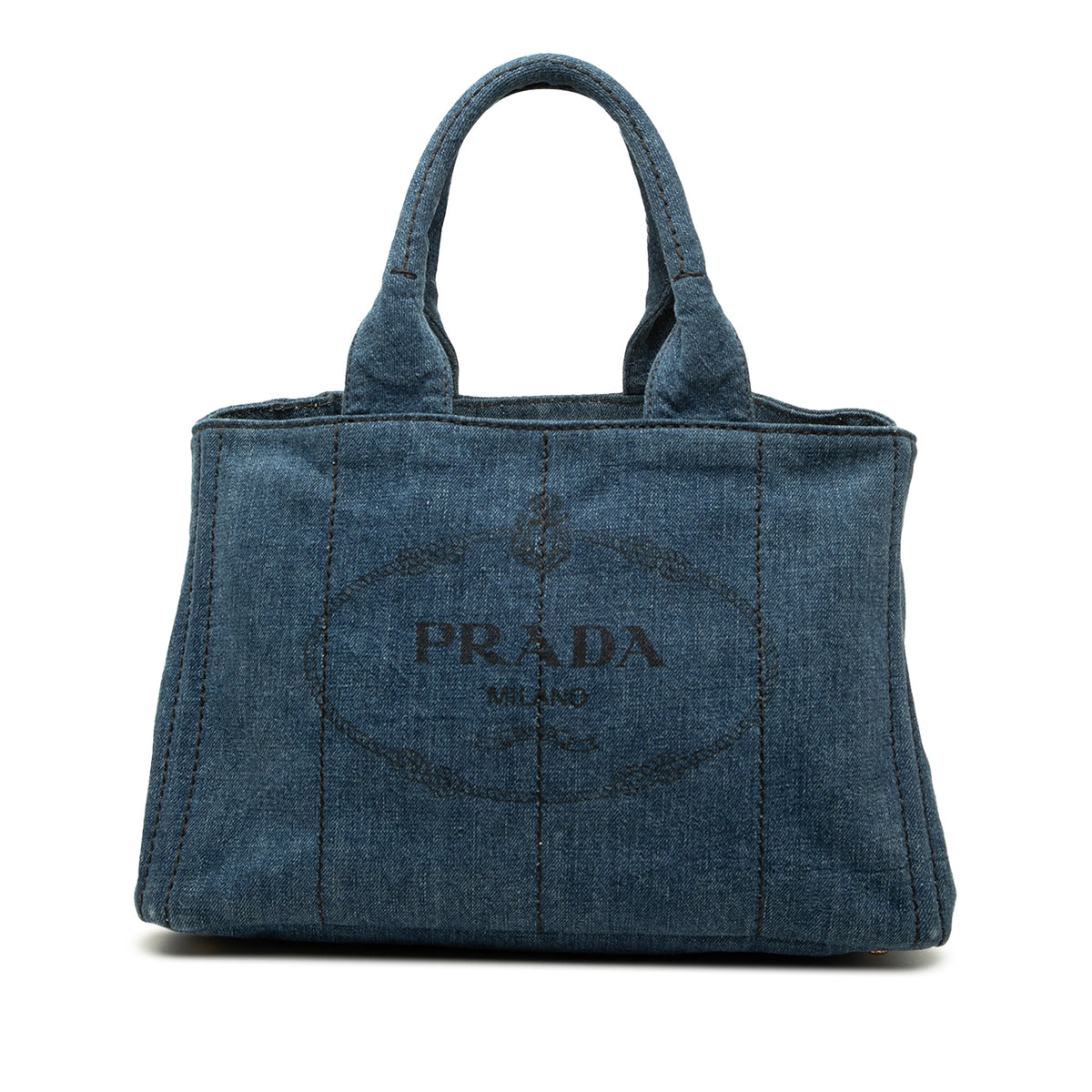 Prada Denim Canapa Logo Tote