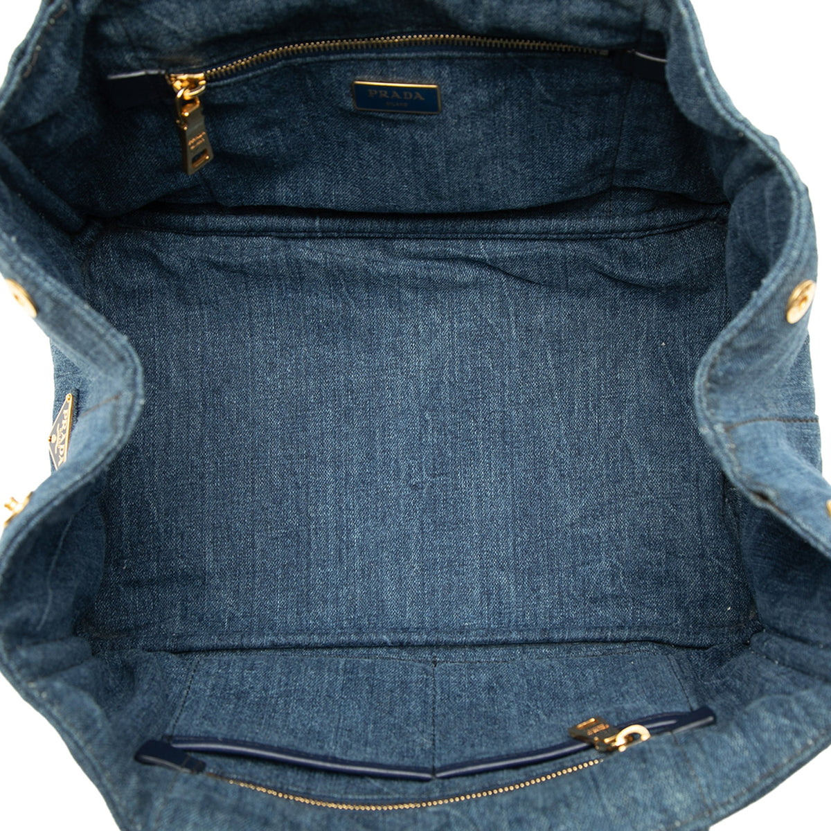 Prada Denim Canapa Logo Tote