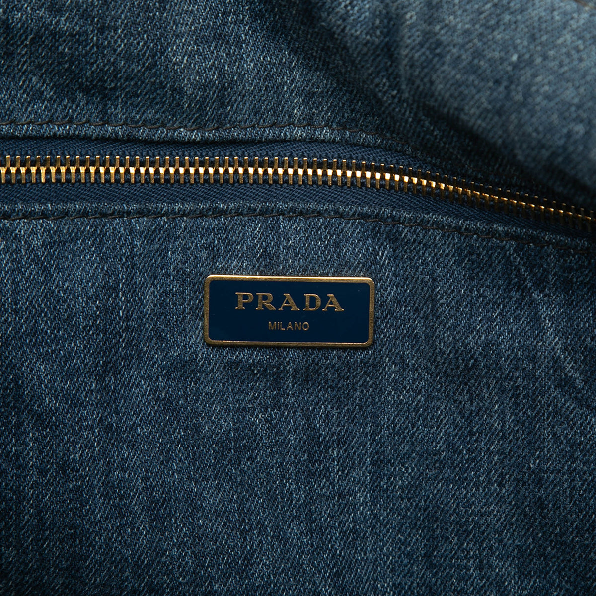 Prada Denim Canapa Logo Tote
