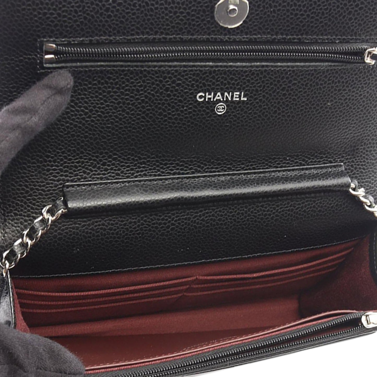 Chanel CC Quilted Caviar Wallet on Chain
