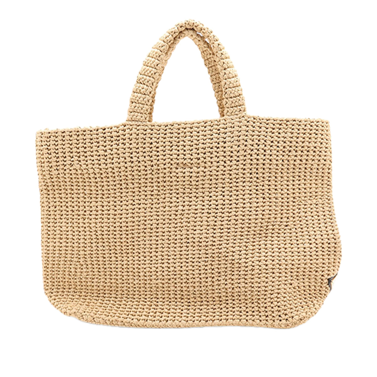 Prada Raffia Logo Tote — Beige