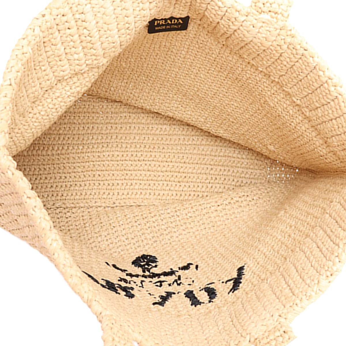 Prada Raffia Logo Tote — Beige