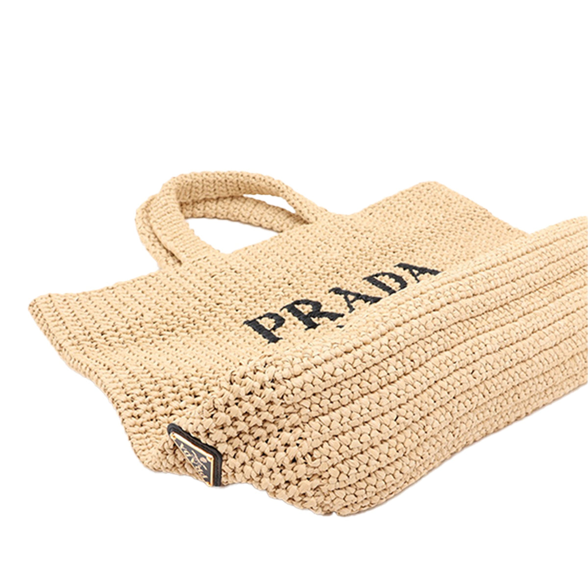 Prada Raffia Logo Tote — Beige
