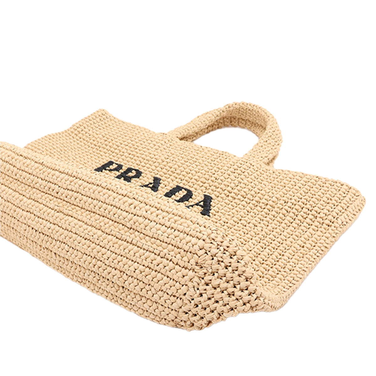 Prada Raffia Logo Tote — Beige