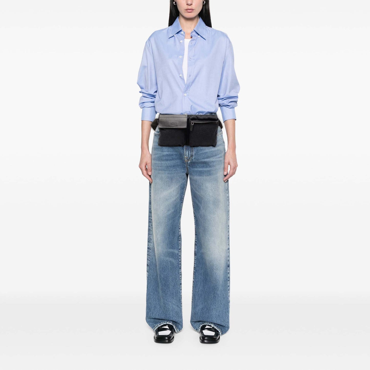 Gucci GG Canvas Double Pocket Belt Bag