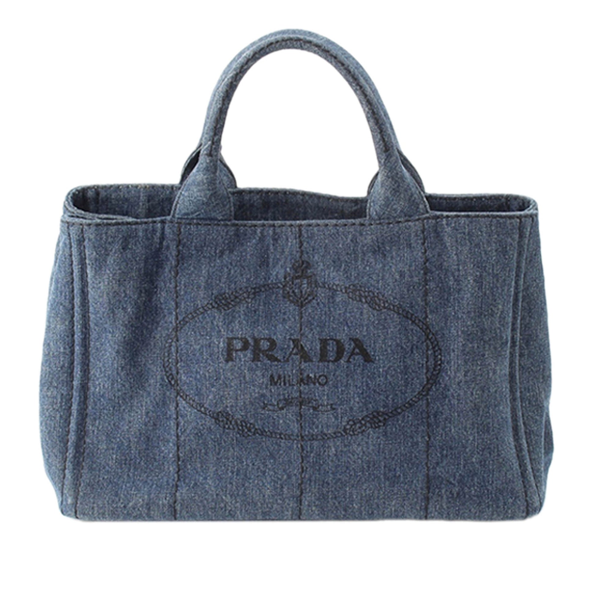 Prada Denim Canapa Logo Tote