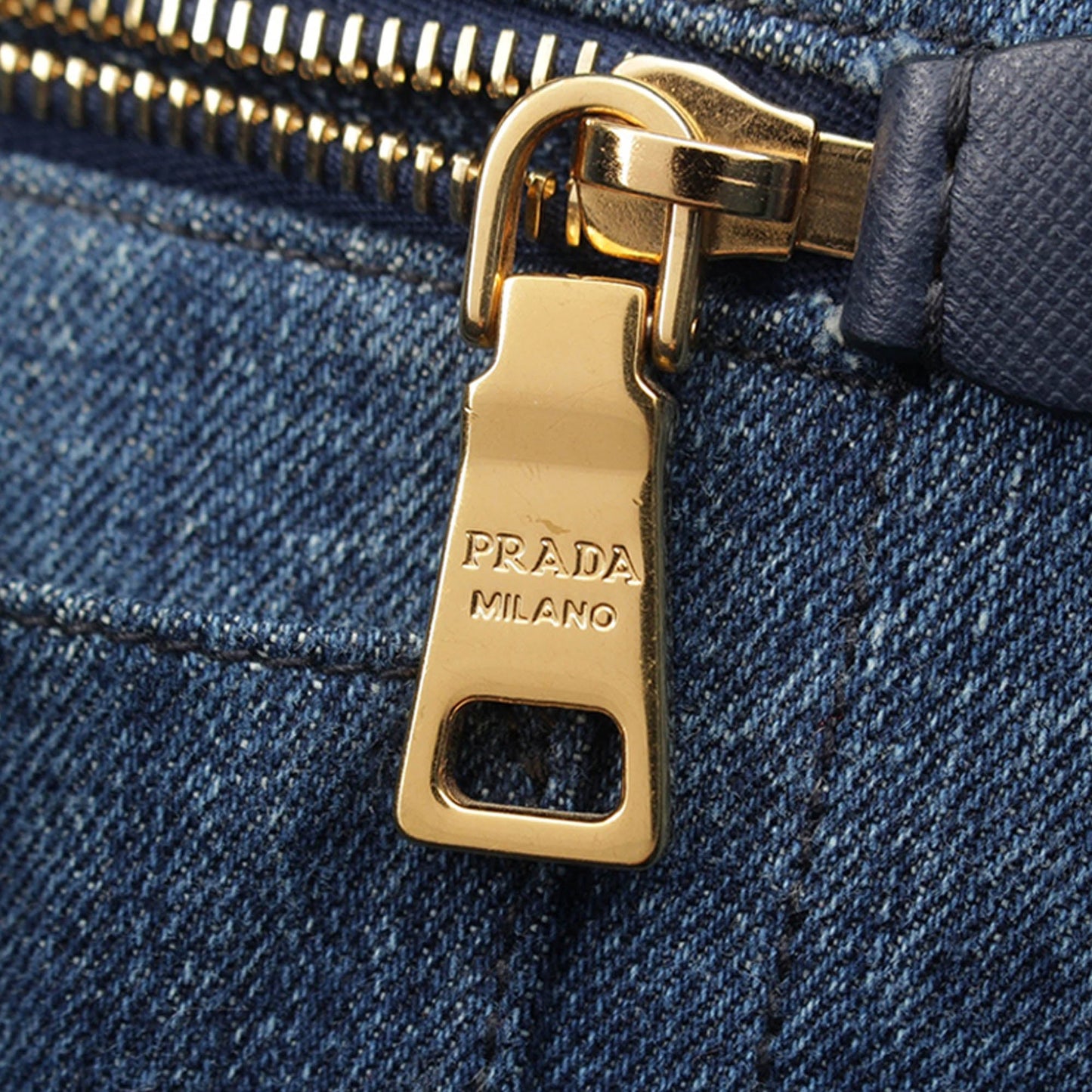 Prada Denim Canapa Logo Tote