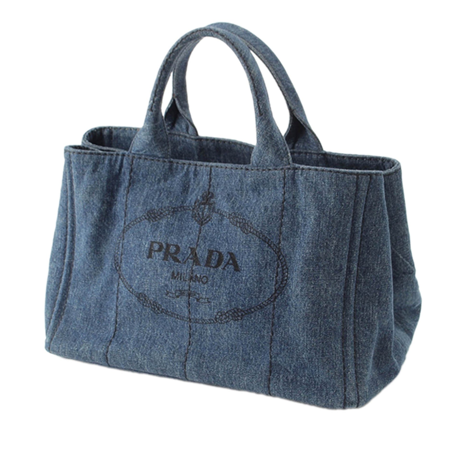 Prada Denim Canapa Logo Tote