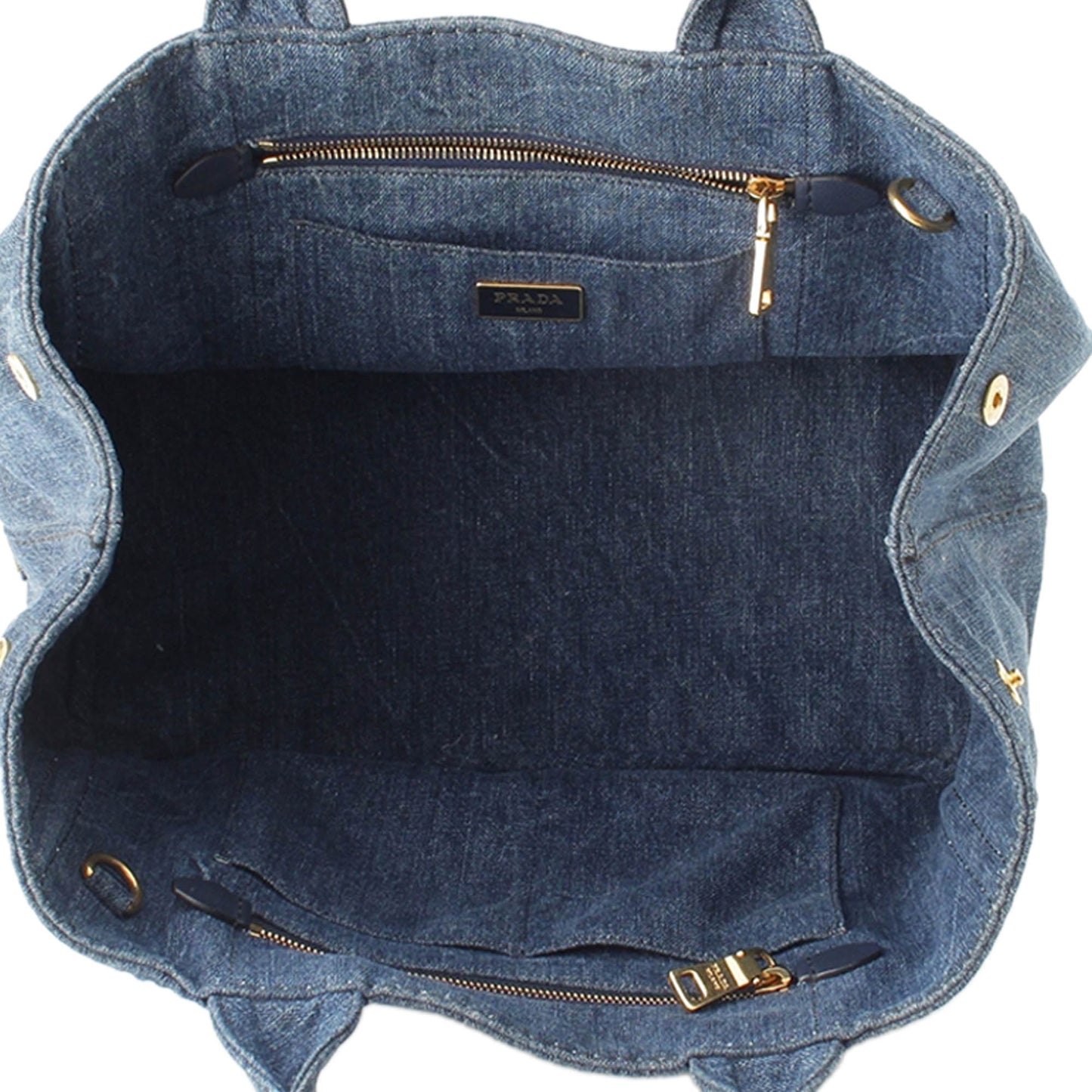 Prada Denim Canapa Logo Tote