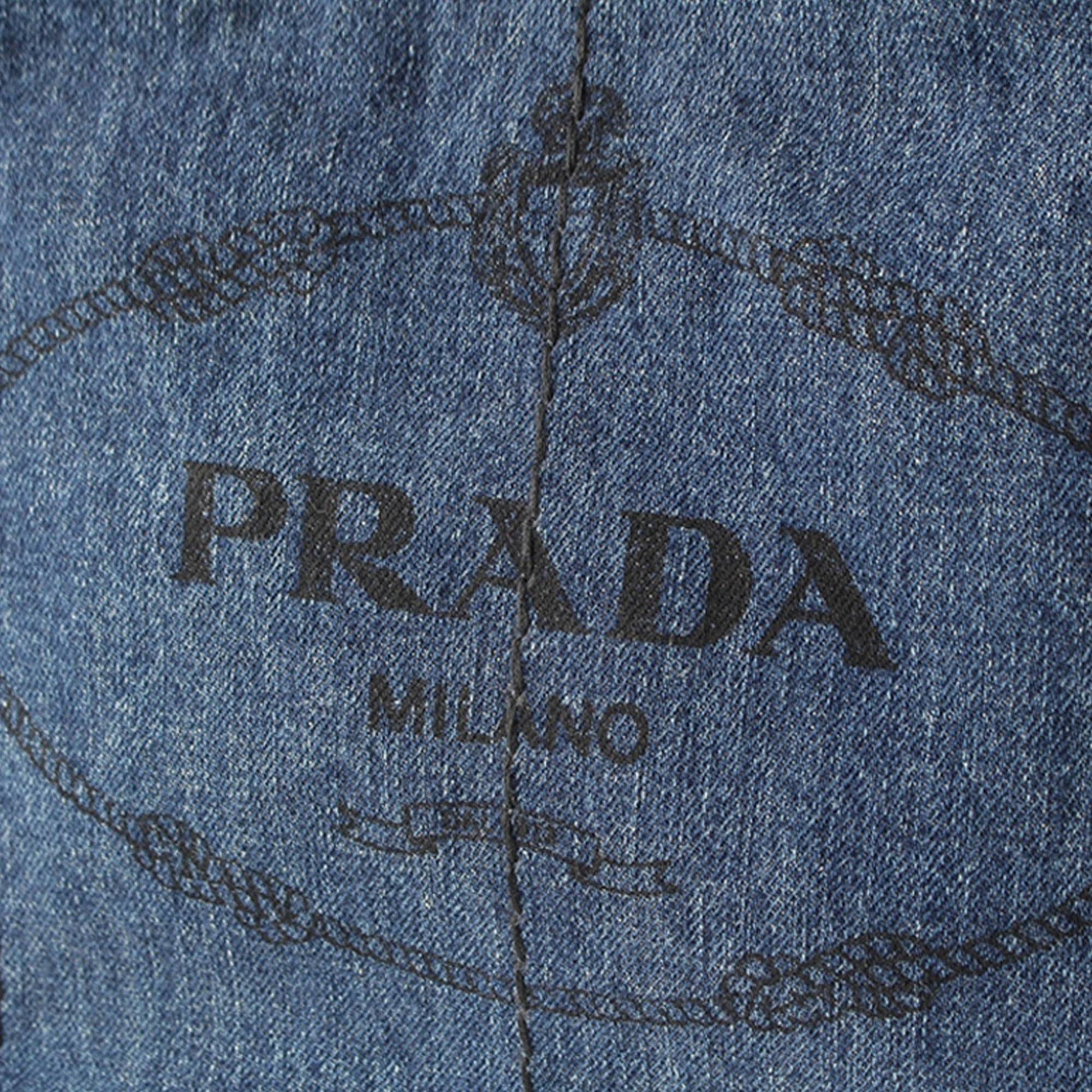 Prada Denim Canapa Logo Tote