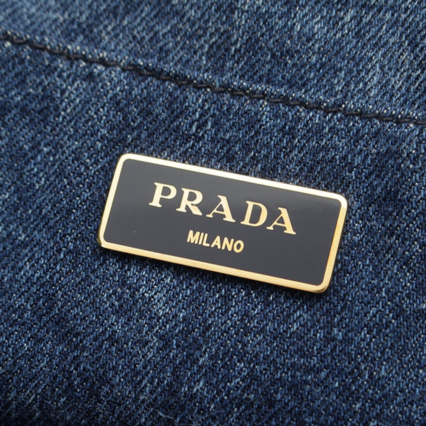 Prada Denim Canapa Logo Tote