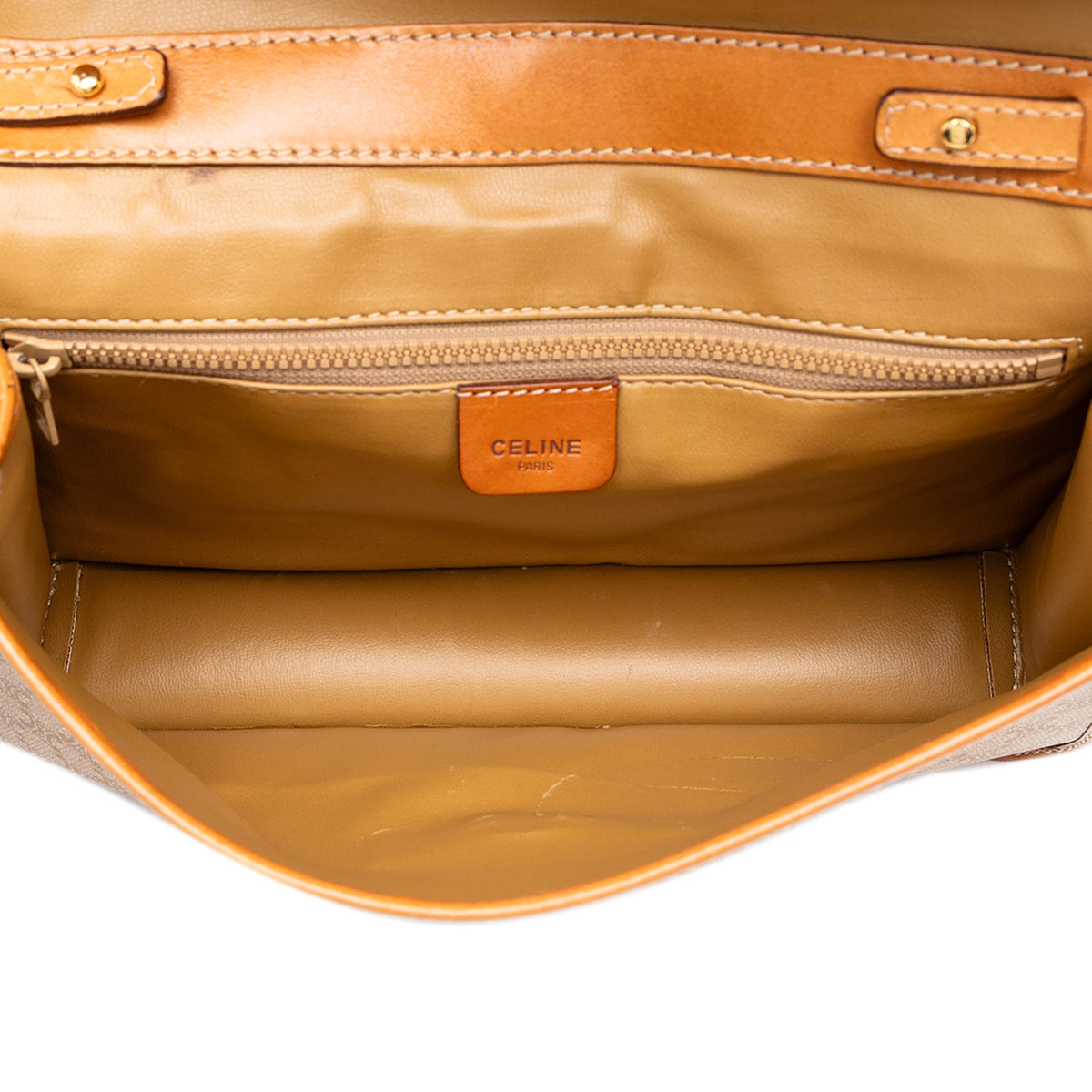 Celine Macadam Coated Canvas Crossbody — Beige