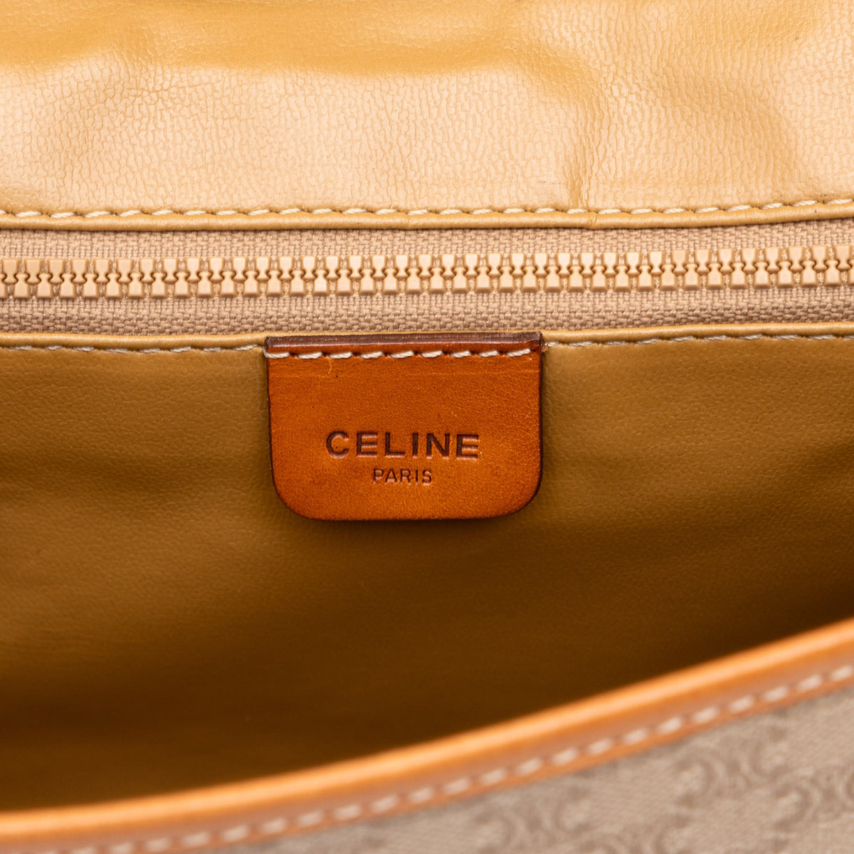 Celine Macadam Coated Canvas Crossbody — Beige