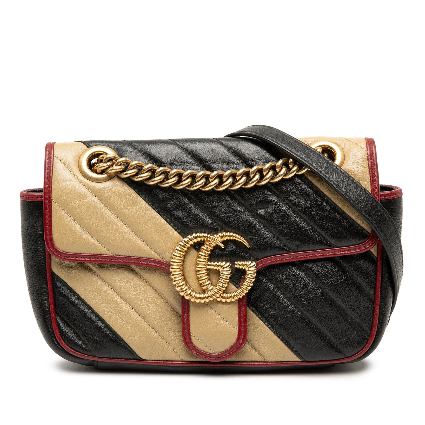 Gucci Small GG Marmont Matelasse Diagonal Leather Torchon Shoulder Bag