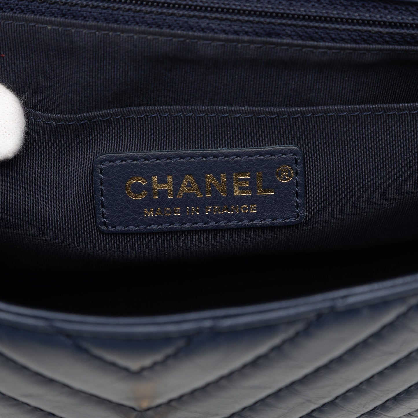 Chanel CC Chevron Aged Calfskin Top Handle Flap