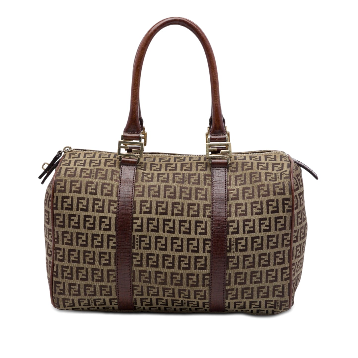 Fendi Small Zucchino Canvas Forever Bauletto Boston Bag