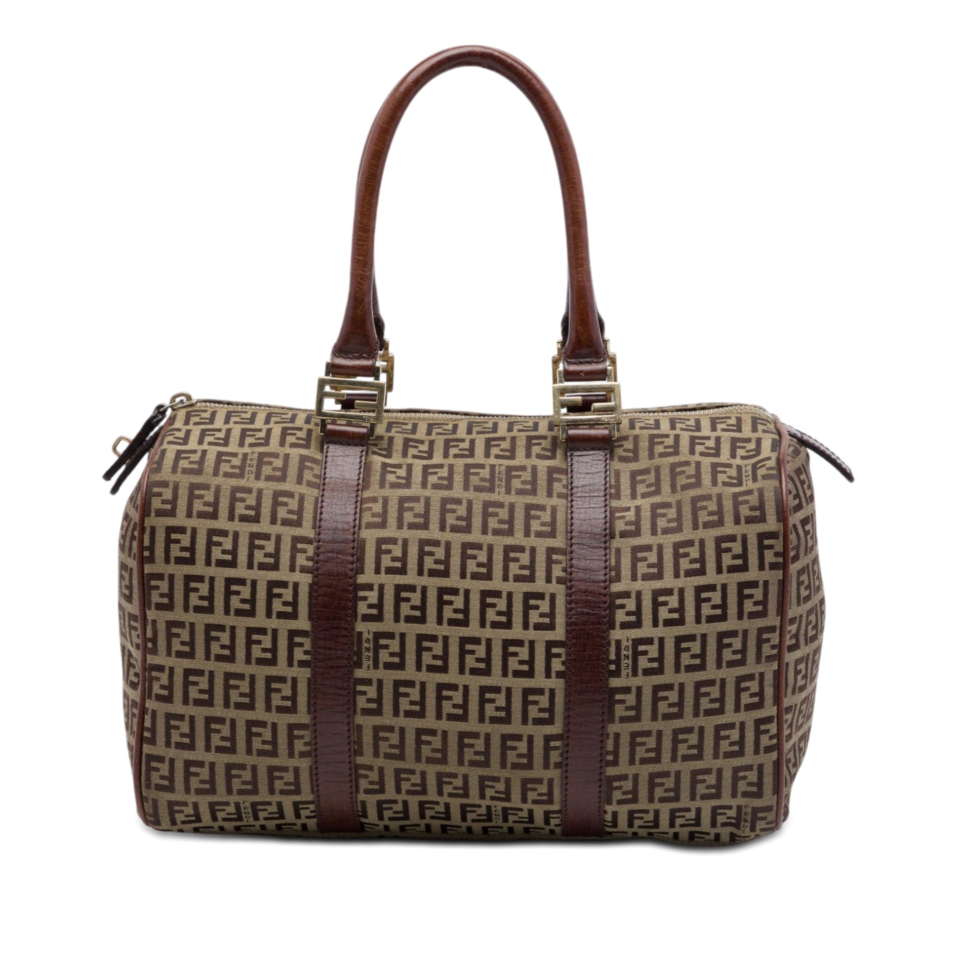 Fendi Small Zucchino Canvas Forever Bauletto Boston Bag