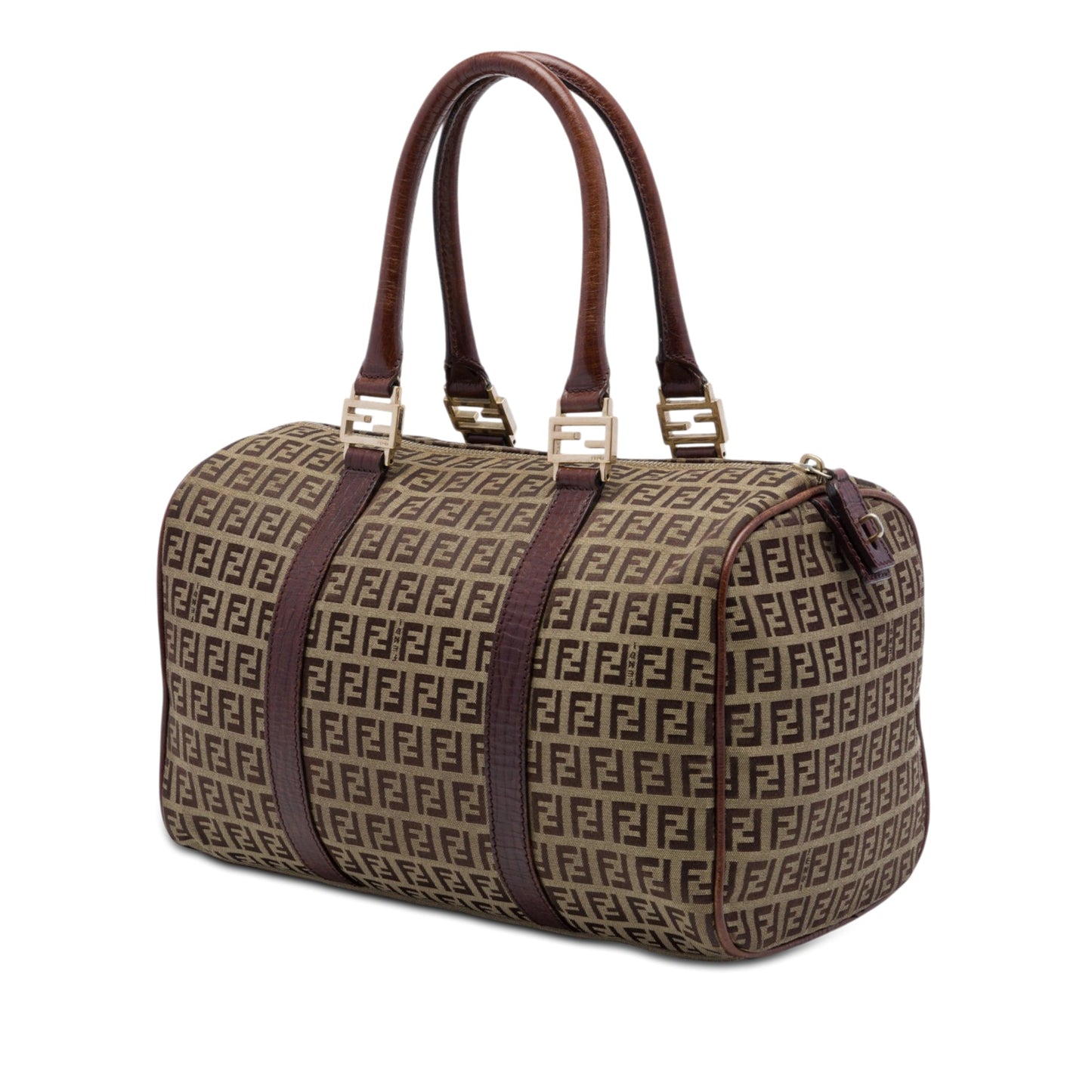 Fendi Small Zucchino Canvas Forever Bauletto Boston Bag