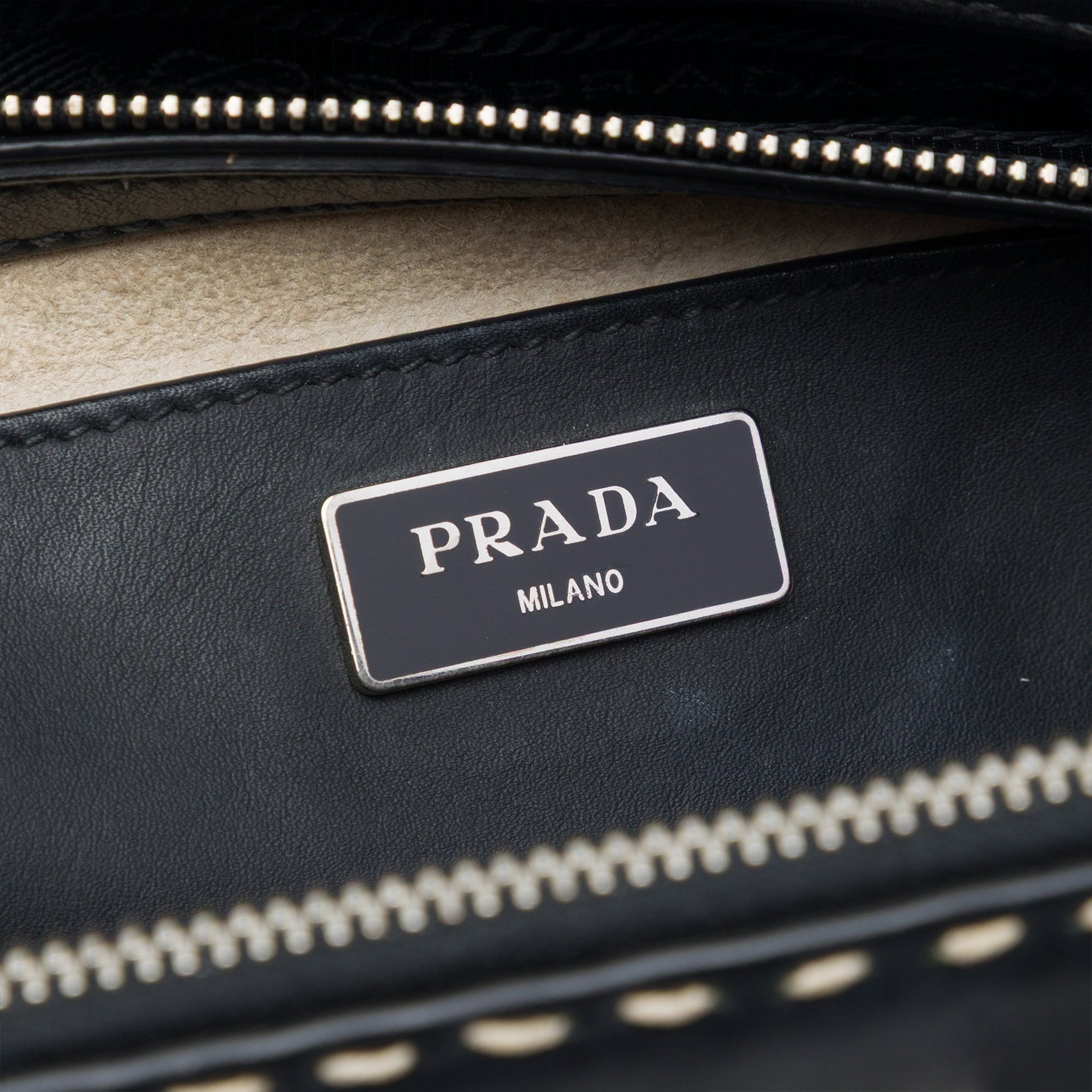 Prada Medium City Calf Hand Stitched Galleria Double Zip Satchel