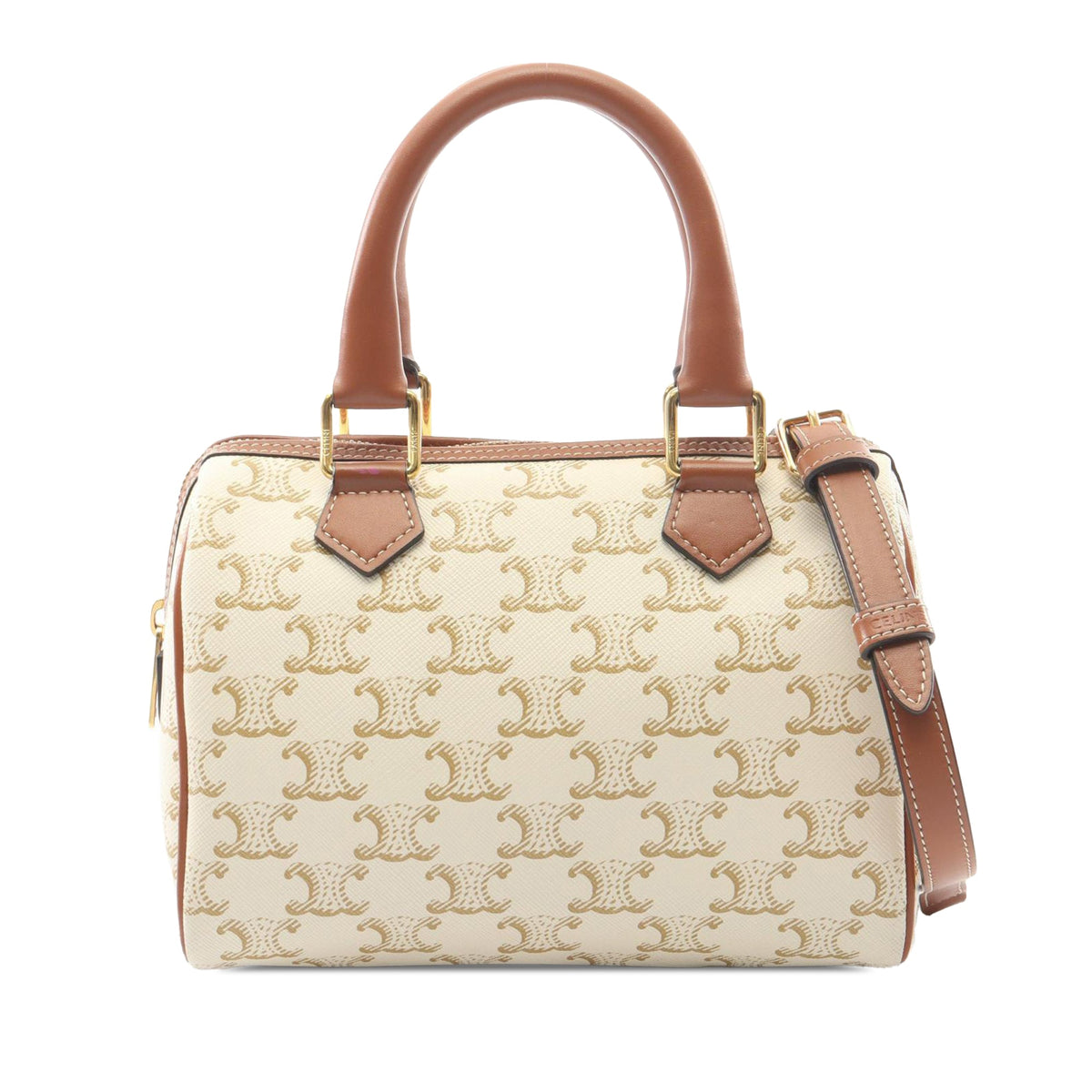 Celine Small Triomphe Coated Canvas Boston Bag