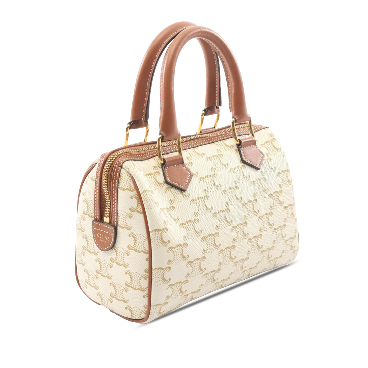 Celine Small Triomphe Coated Canvas Boston Bag