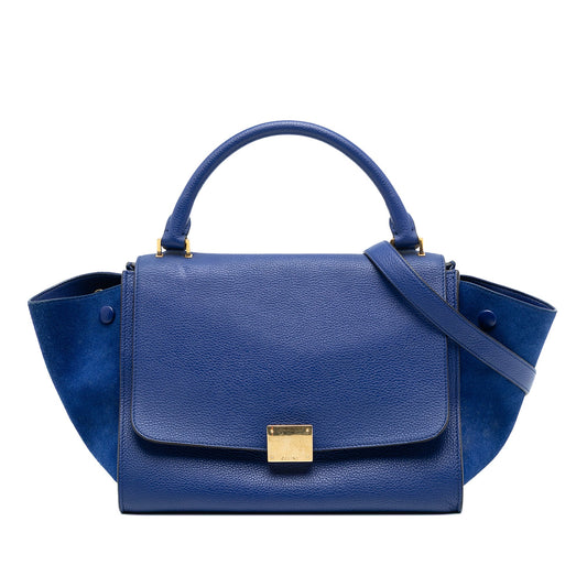 Celine Small Calfskin and Suede Trapeze Satchel