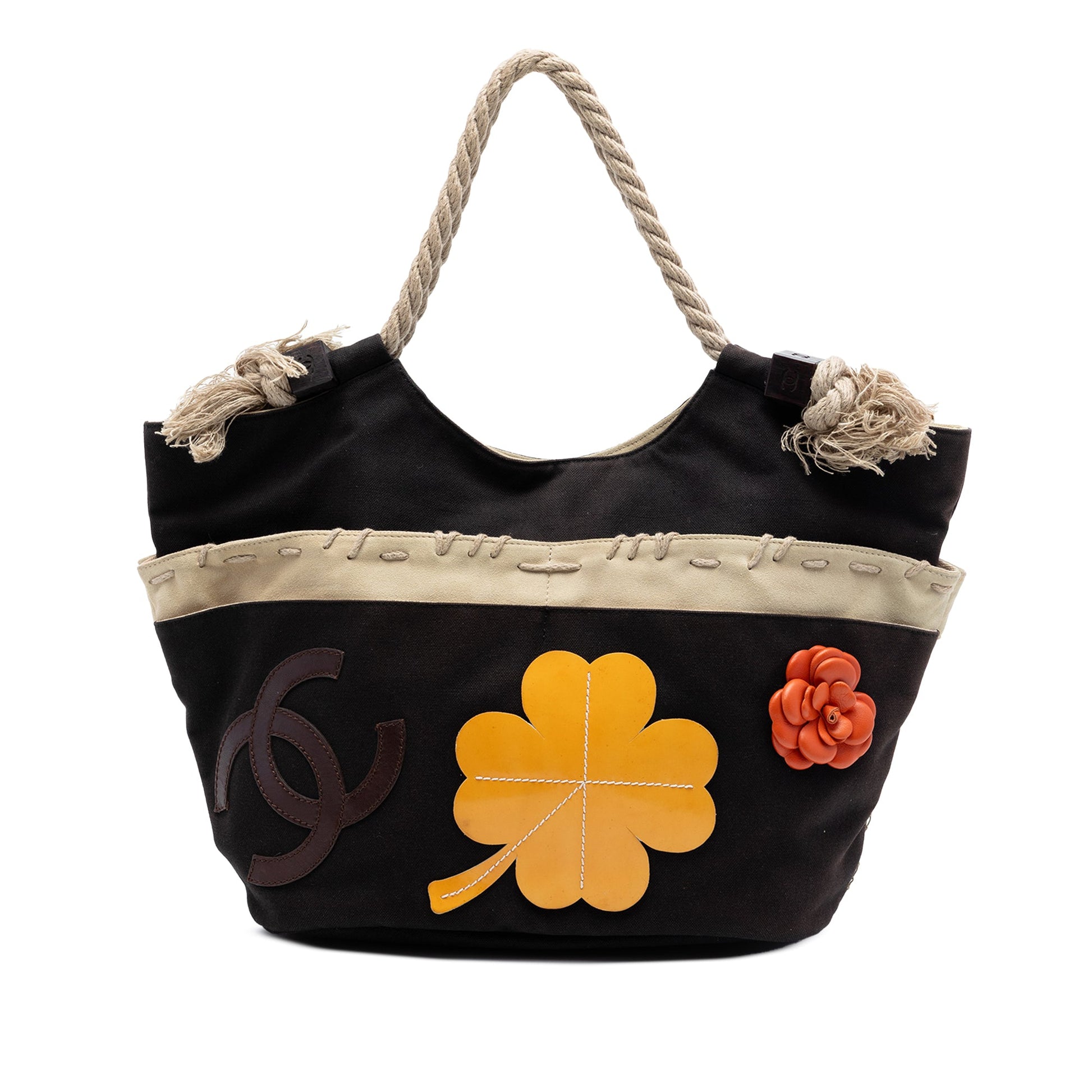 Chanel 2004 Cruise Camellia CC Clover Rope Cabas Tote