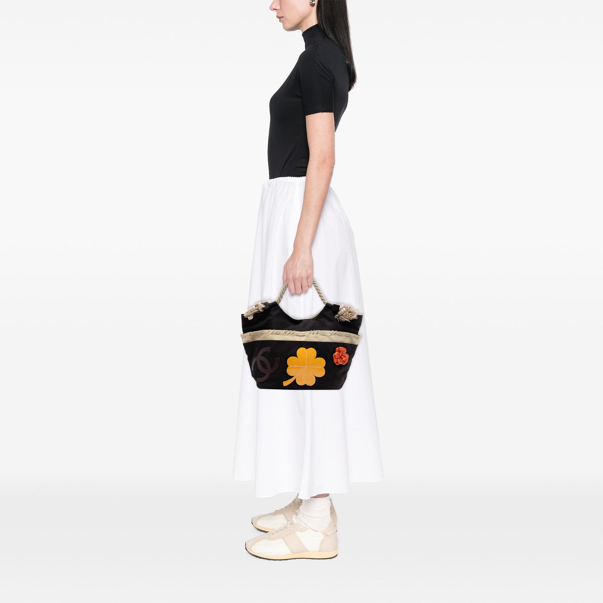 Chanel 2004 Cruise Camellia CC Clover Rope Cabas Tote