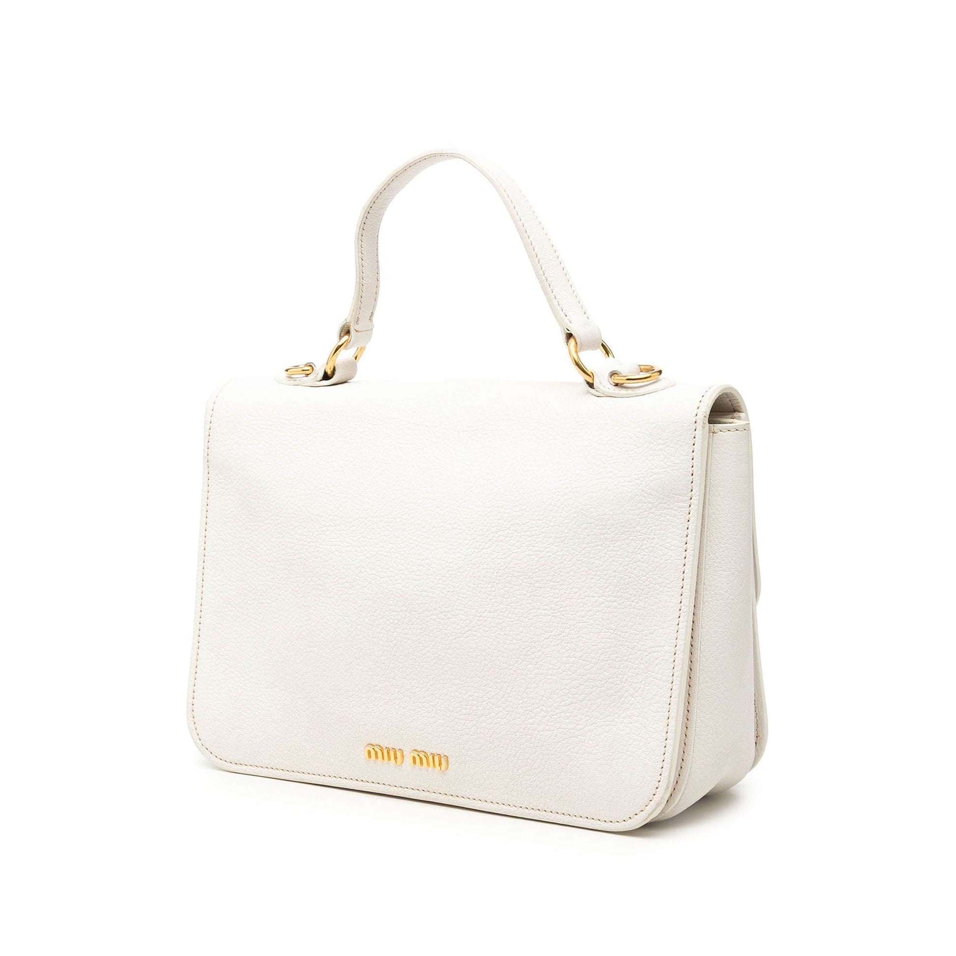 Miu Miu Goatskin Madras Push Lock Top Handle Satchel