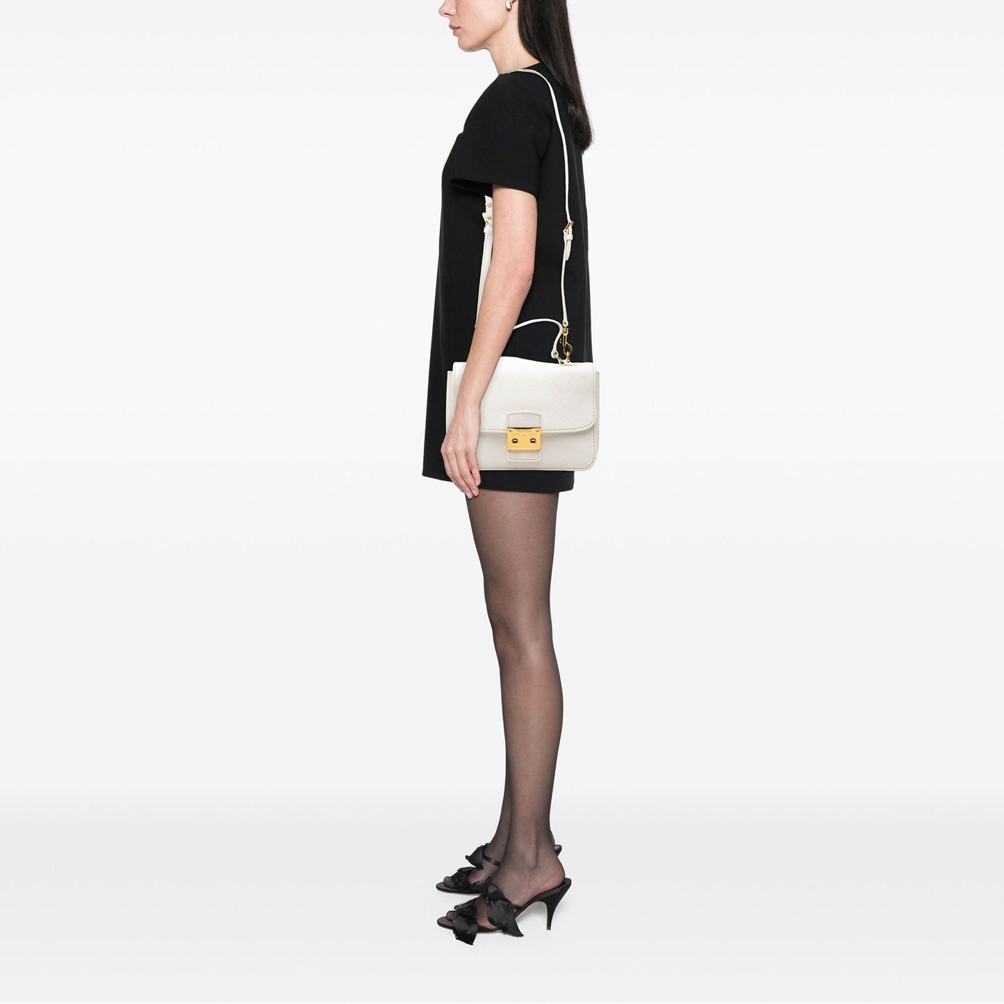 Miu Miu Goatskin Madras Push Lock Top Handle Satchel