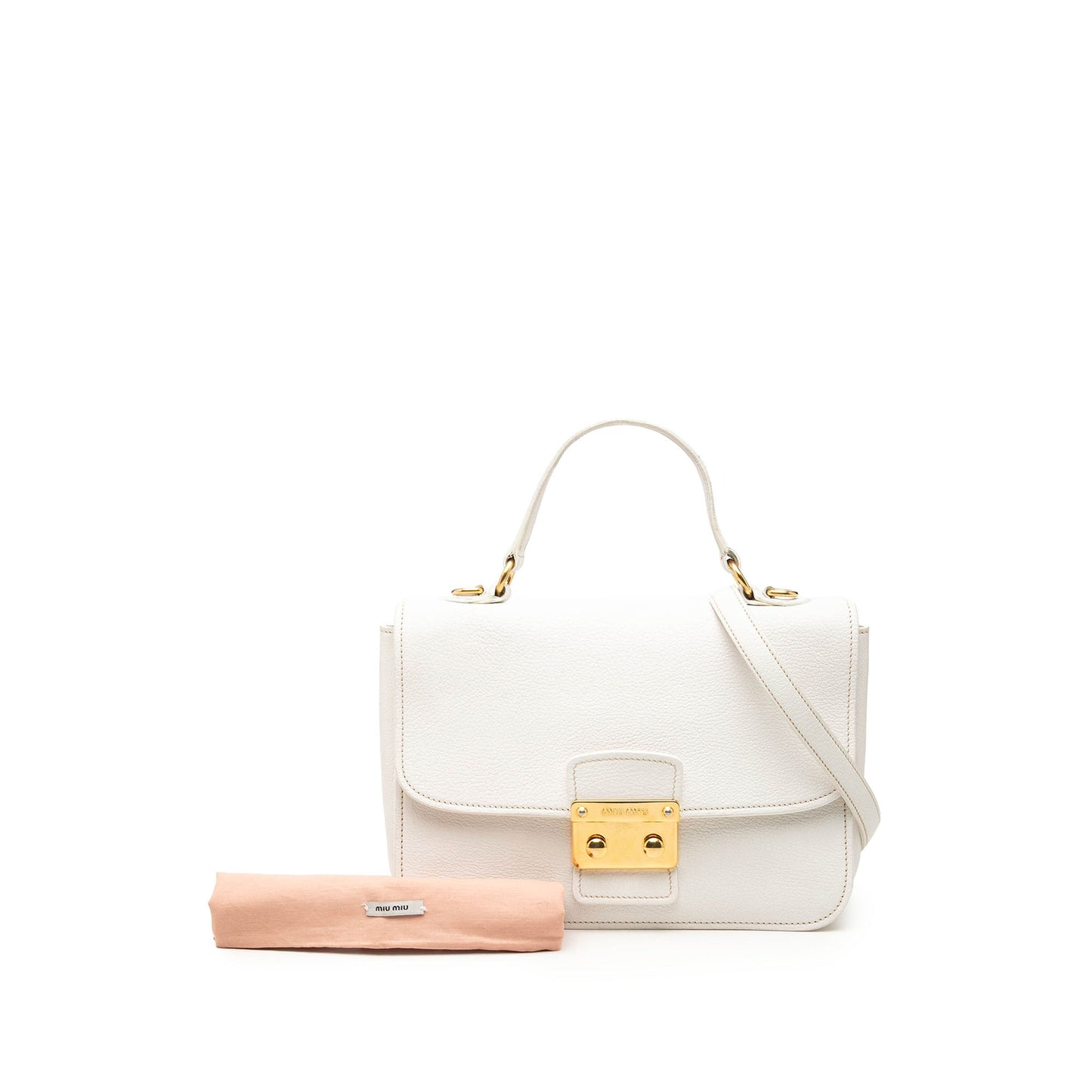 Miu Miu Goatskin Madras Push Lock Top Handle Satchel