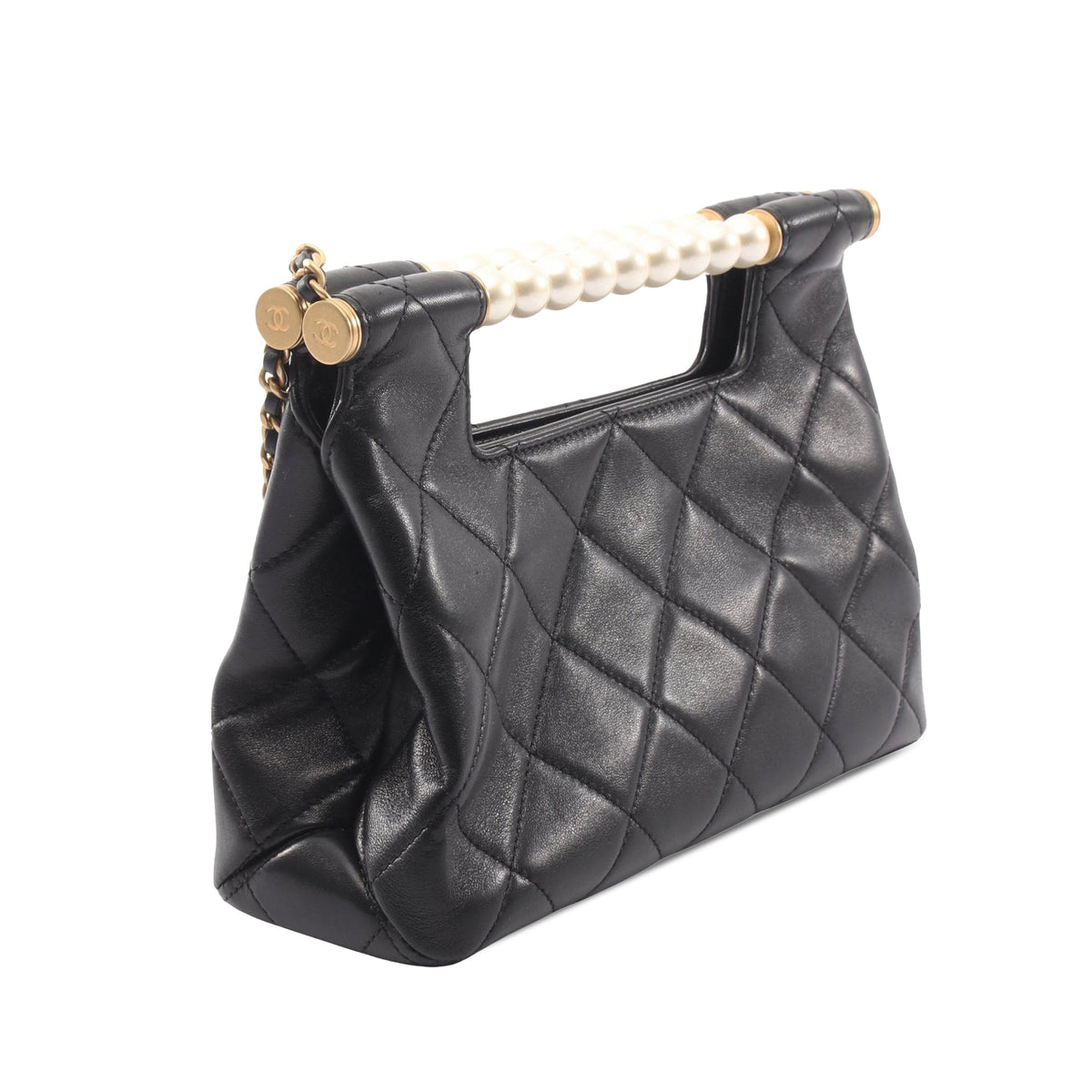 Chanel Small Lambskin Pearl Handle Tote
