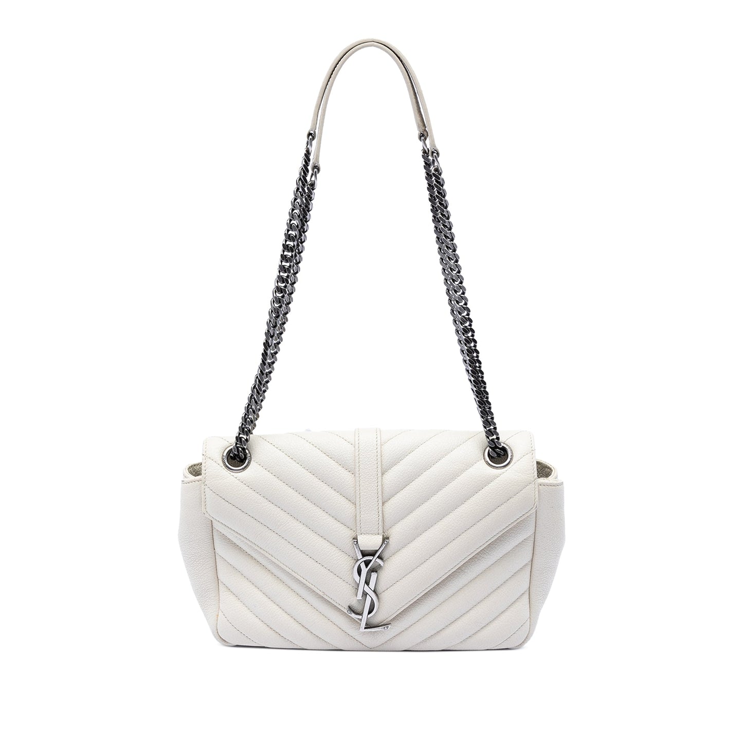 Saint Laurent Medium Chevron Calfskin Monogram Envelope Bag
