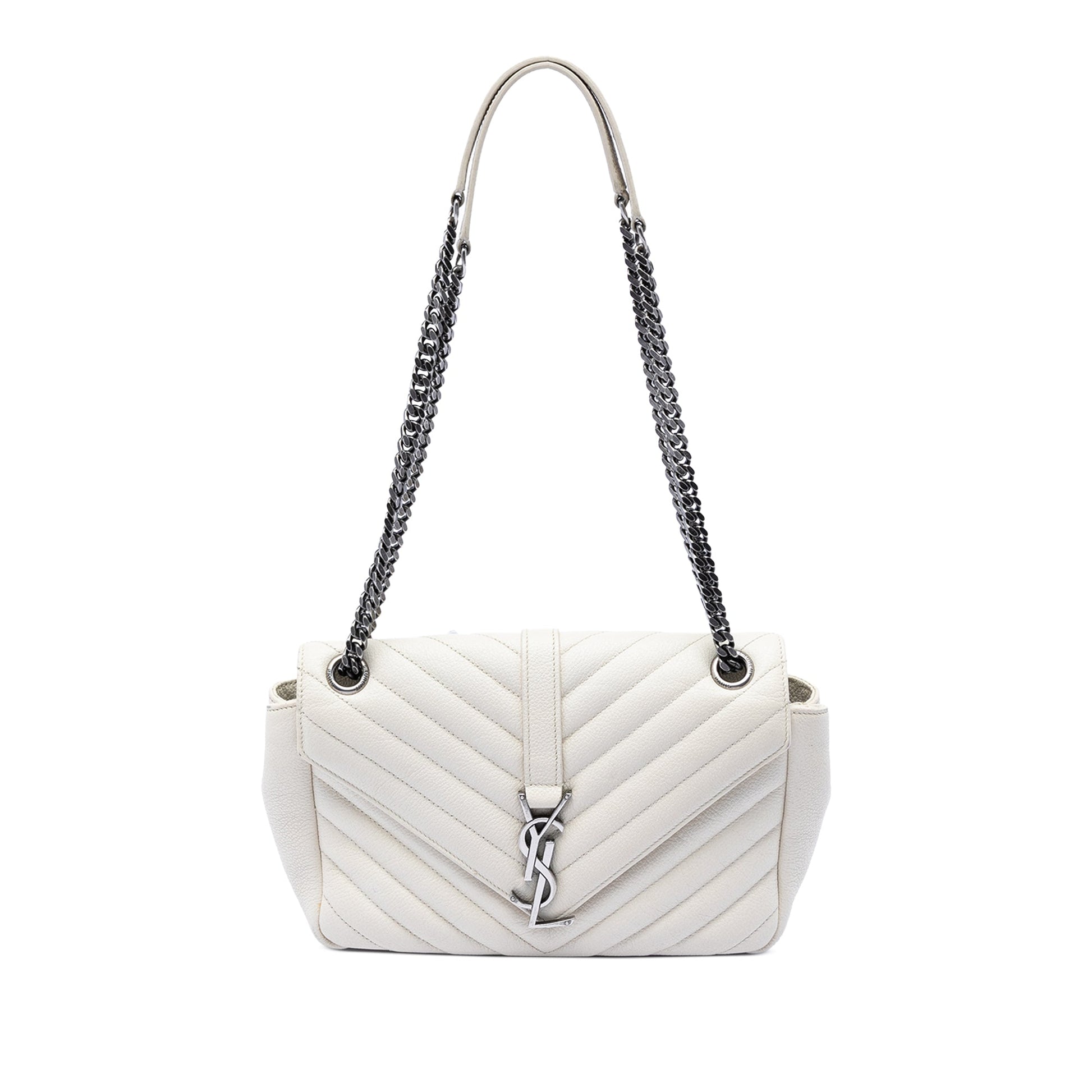 Saint Laurent Medium Chevron Calfskin Monogram Envelope Bag