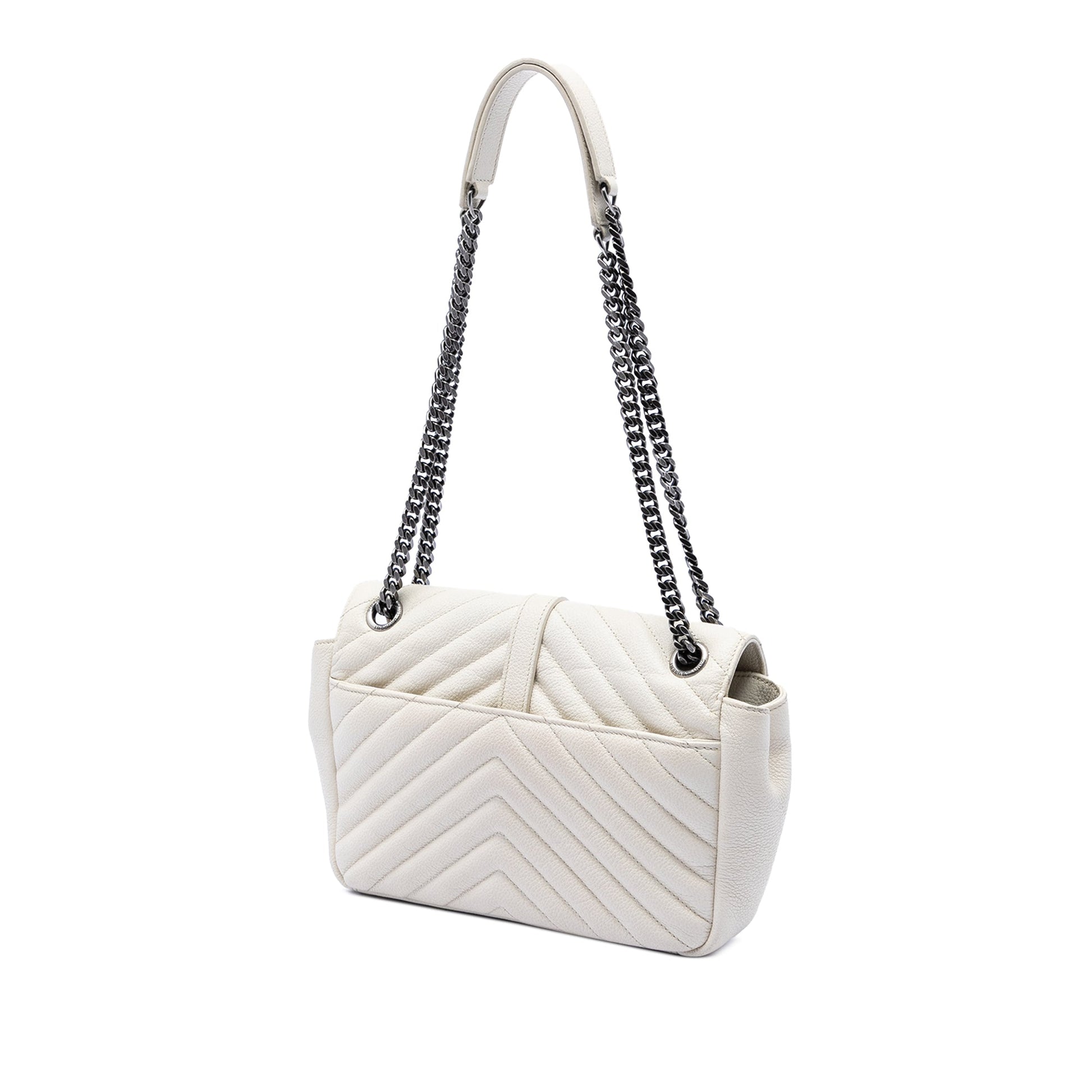 Saint Laurent Medium Chevron Calfskin Monogram Envelope Bag