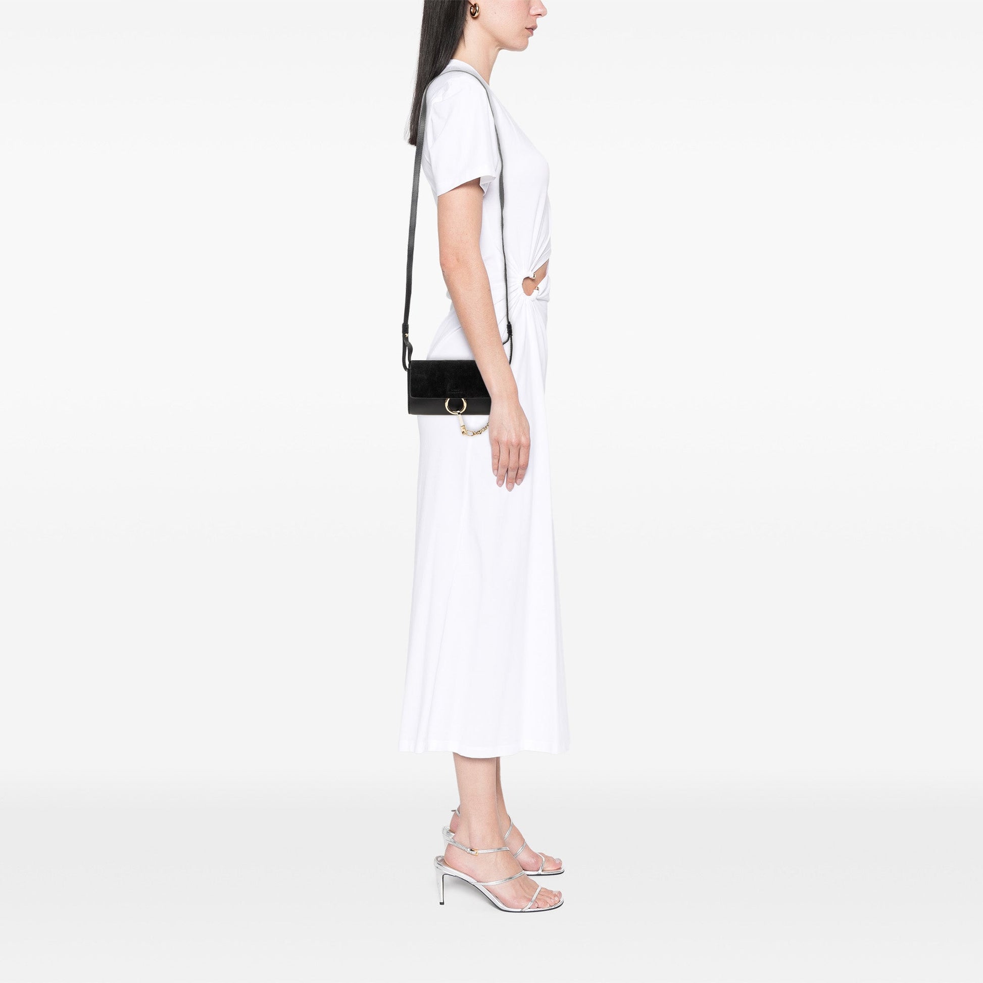 Chloé Mini Calfskin and Suede Faye Chain Crossbody
