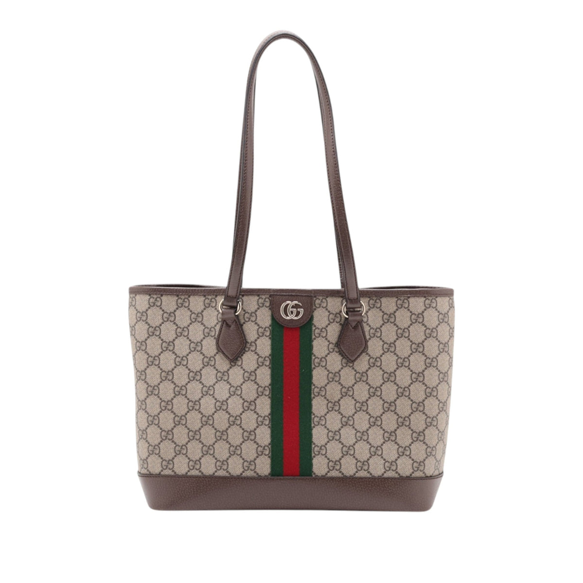 Gucci Medium GG Supreme Web Ophidia Tote — Beige