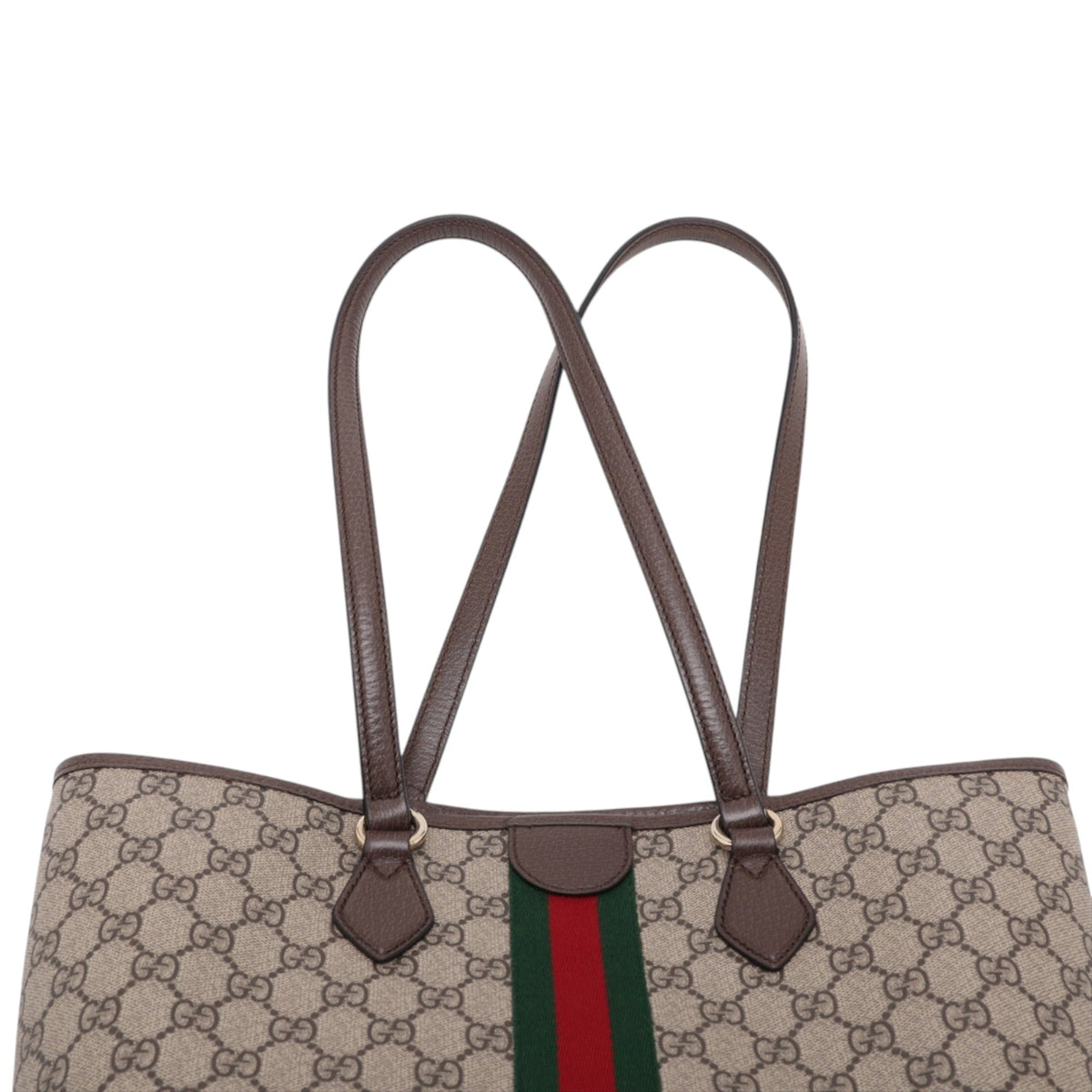 Gucci Medium GG Supreme Web Ophidia Tote — Beige