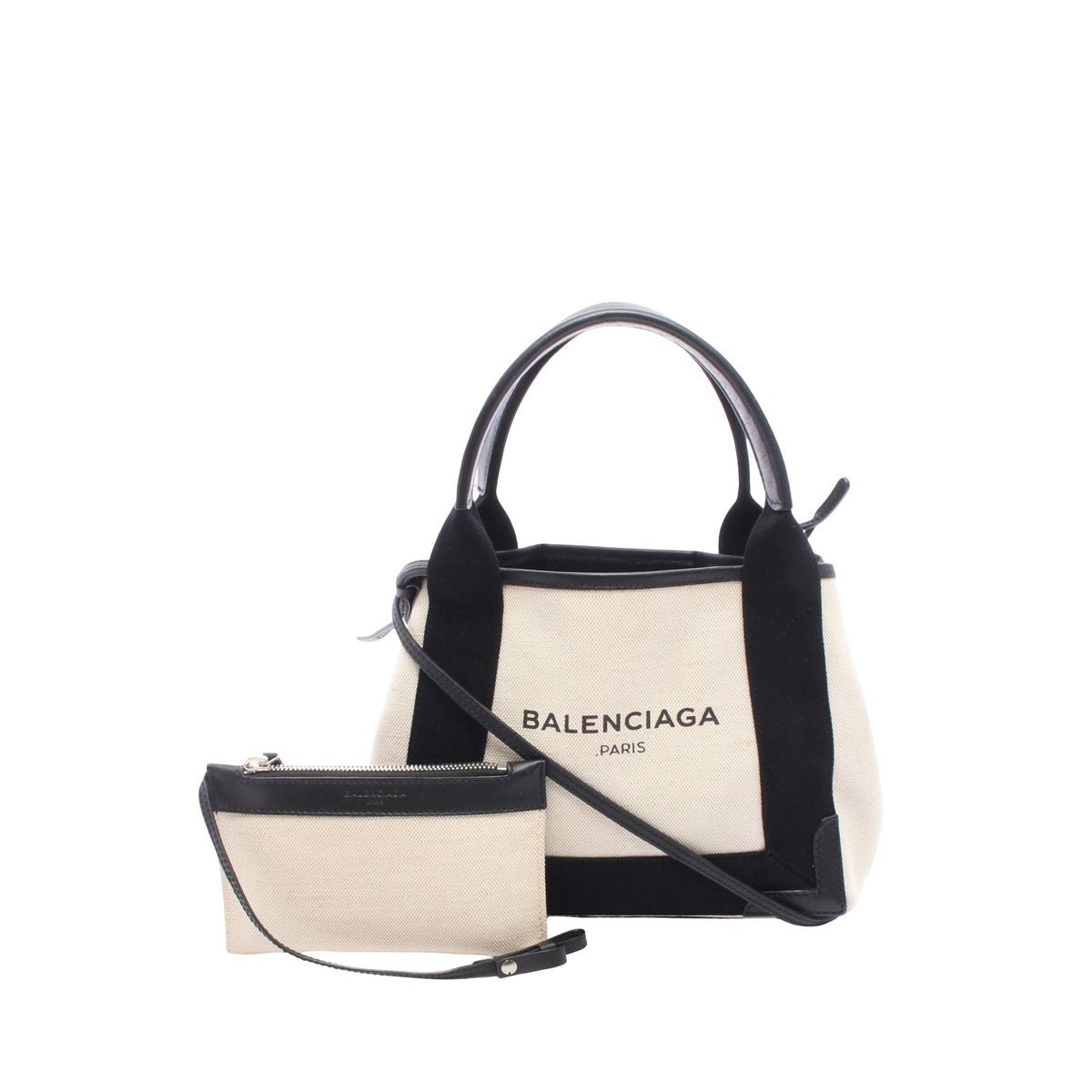 Balenciaga Canvas Navy Cabas Satchel XS — Brown