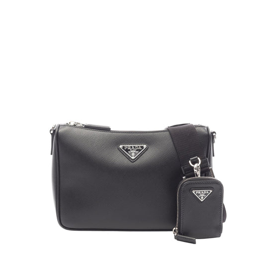 Prada Saffiano Zip Top Crossbody — Black