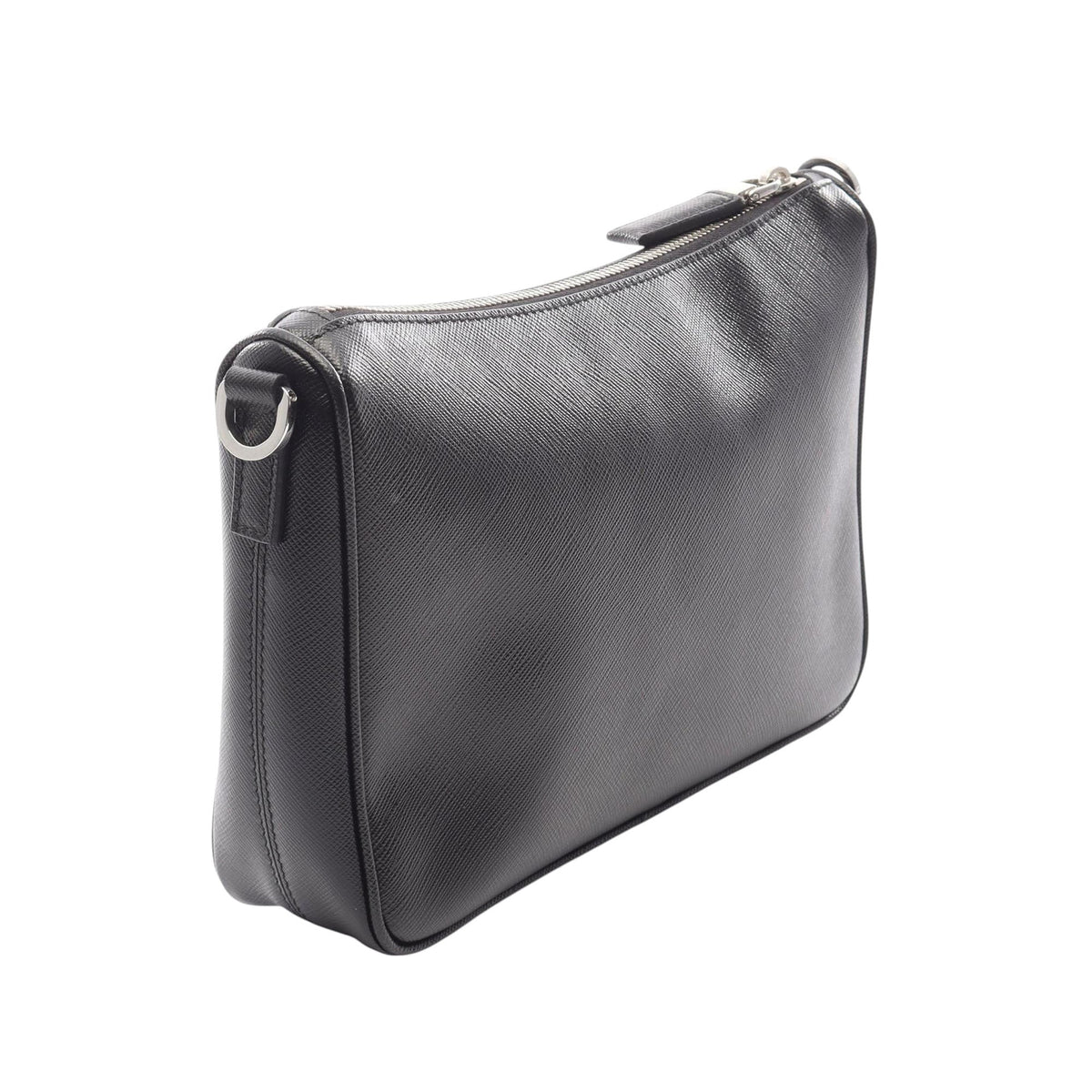 Prada Saffiano Zip Top Crossbody — Black