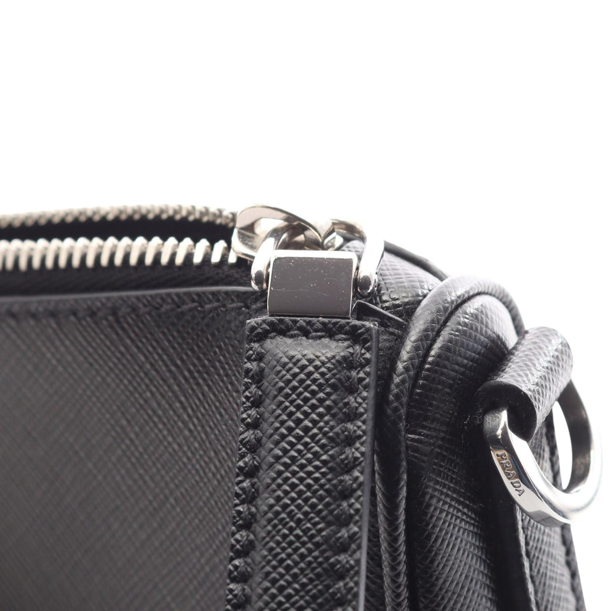 Prada Saffiano Zip Top Crossbody — Black