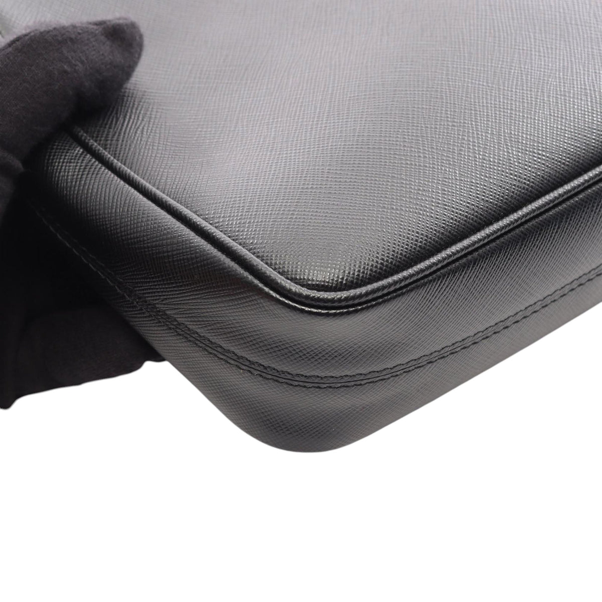 Prada Saffiano Zip Top Crossbody — Black