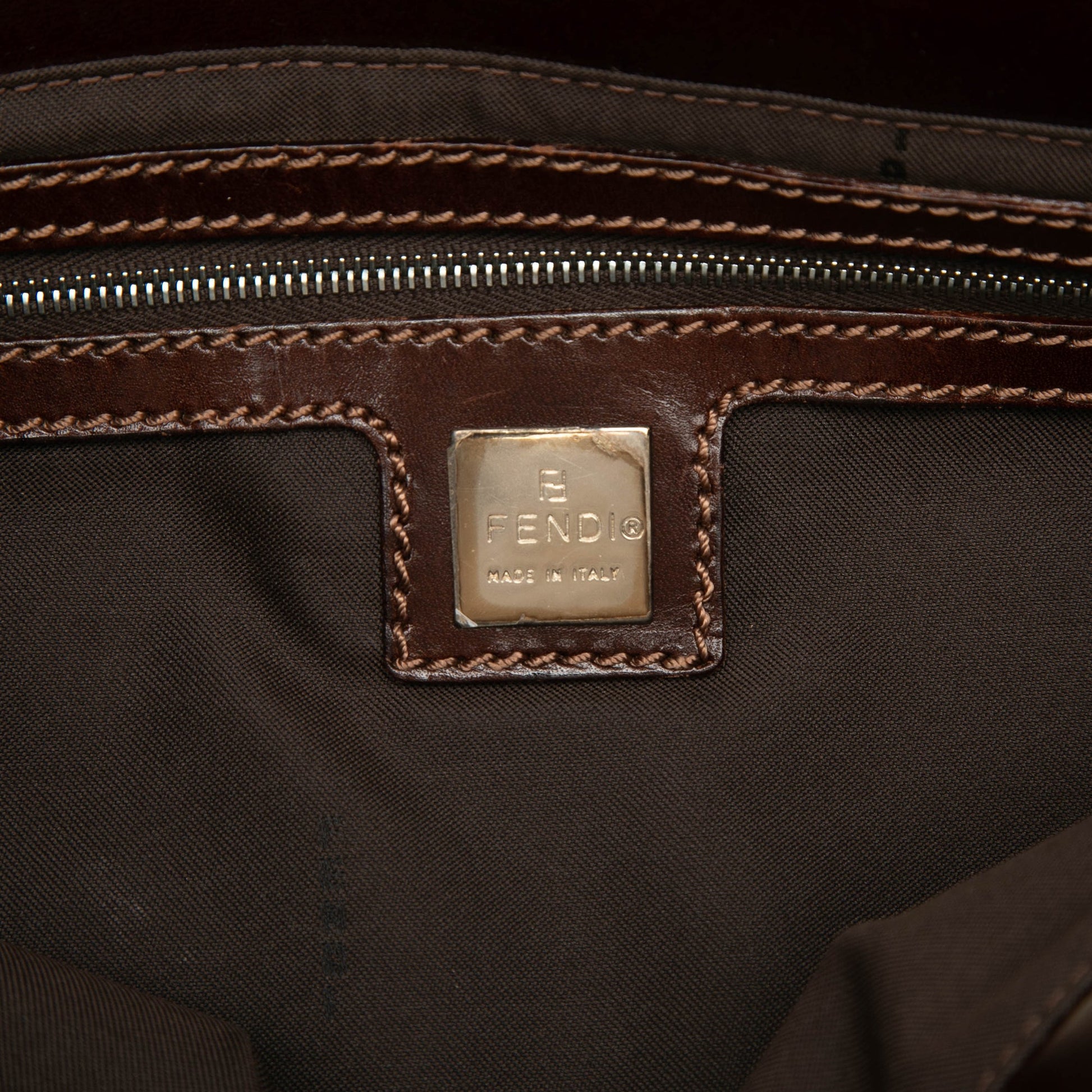 Fendi Zucca Canvas Metal Handle Tote