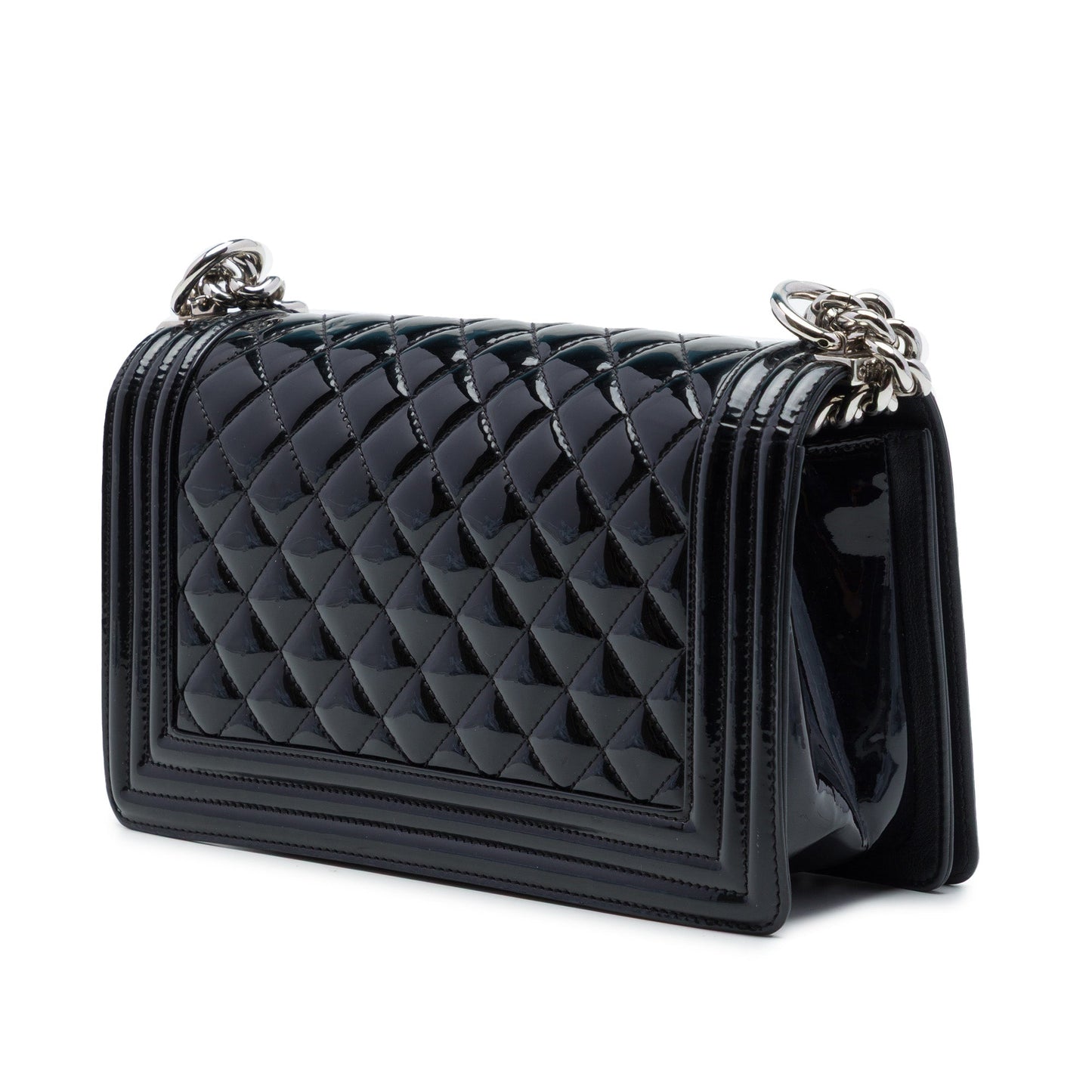 Chanel Old Medium Quilted Patent Acrylic Boy Flap